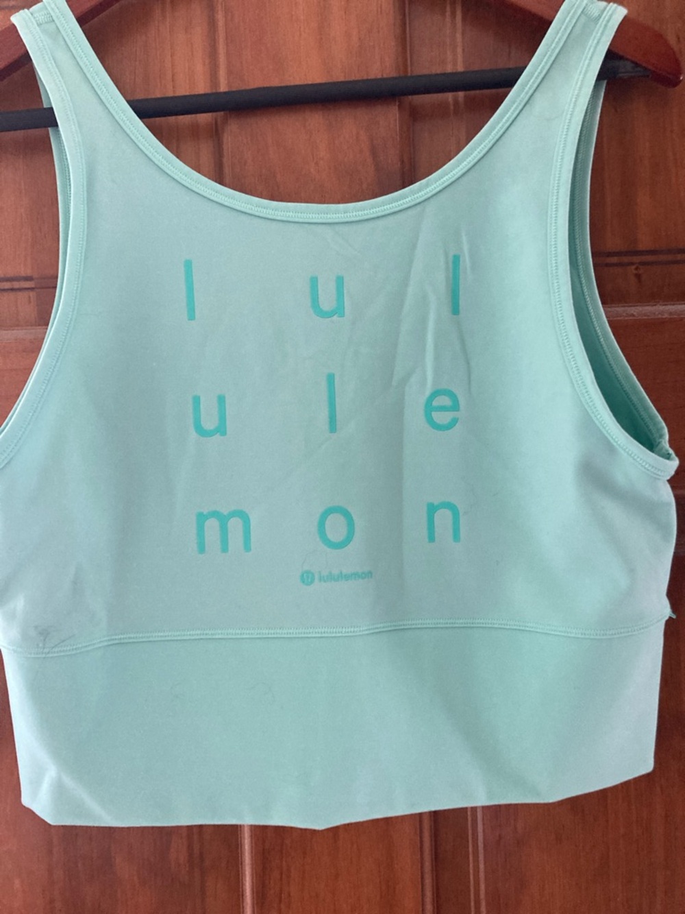 lululemon light mint logo crop tank